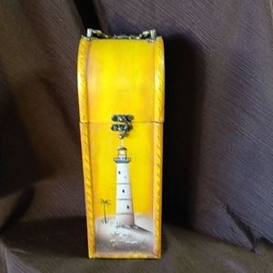 Hand Painted Lighthouse Wooden Wine /Stash Box